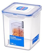 Lock & Lock Square Storage Container - Square 2.6 Litre (155 x 155 x 170 mm), Clear/Blue