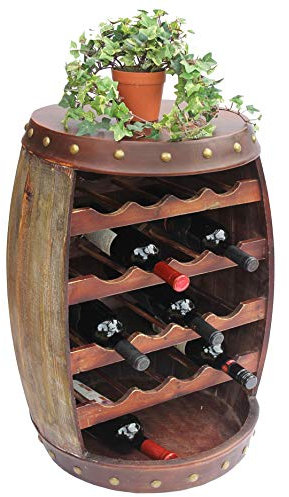 DanDiBo Weinregal Holz mit Ablage Weinfass 1546 Fass 70cm Flaschenregal Flaschenständer Weinständer Bar
