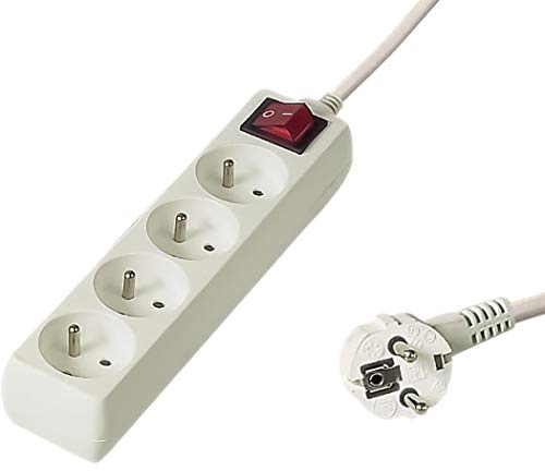 PremiumCord PP4K-10 base múltiple 10 m 4 salidas AC Blanco - Bases múltiples (10 m, 4 salidas AC, Tipo E / F, Blanco, 250 V, 10 A)