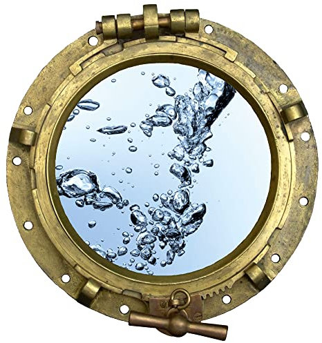 GRAZDesign Wandtattoo Badezimmer Bullauge Unterwasser | Wandsticker Wandaufkleber Bad, Tür, Fliesenaufkleber Klebefolie Waschmaschine Fliesen | maritime Deko - 32x30cm