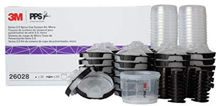 3M PPS 2.0 Spray Gun Cup, Lids and Liners Kit, 26028, Micro, 3 Ounces, 200-Micron Filter, Use for Cars, Furniture, House and More, 1 Mini Paint Cup, 50 Micro Liners, 50 Lids, 32 Sealing Plugs