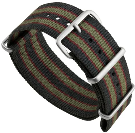 Geckota Bracelet de montre Vintage Bond en nylon, boucle satinée, 20 mm