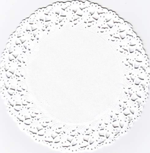Napperon rond en papier avec bord en dentelle 27 cm 250 pièces Blanc