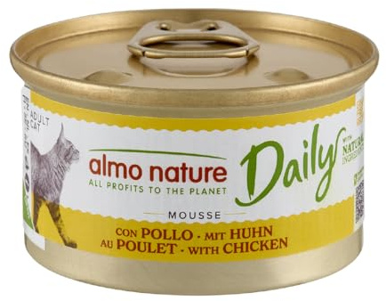Almo Nature Daily - Comida Húmeda para Gatos Adultos - Mousse - Pollo - 85 g, Paquete de 24