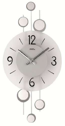 AMS Moderne Wanduhr mit Quartzwerk, batteriebetrieben 9388
