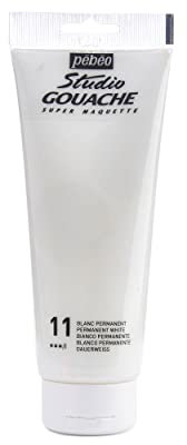 Pebeo Studio Gouache Gouachefarbe, 220 ml, Dauerweiß