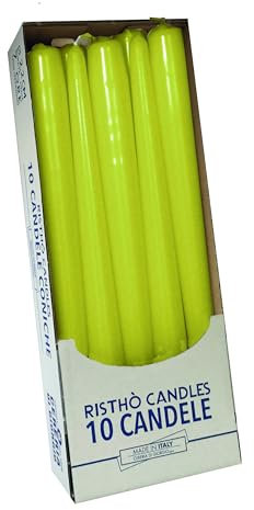 Cereria di Giorgio Risthò Candele Coniche per Candeliere, Cera, Verde Pop, 2.2 x 30 cm, 10 unità
