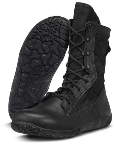Belleville Mini-Mil TR102 Minimalist Boot - Zero Drop Barefoot Boots - EMS Footwear with Vibram Tread - Tactical Footwear for Men - Breathable & Lightweight - Black - 10.5