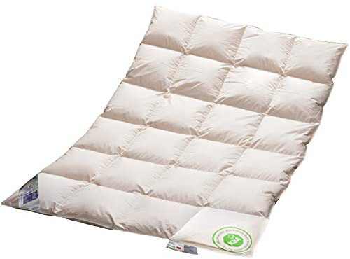 Vitaschlaf® Bio-Luxe-KBA Arktik Kälte-Daune W4- MEDIUM GANZJAHRESDECKE Daunendecke Deutsche Qualität mit KBA Einschütte (155 x 220 cm)