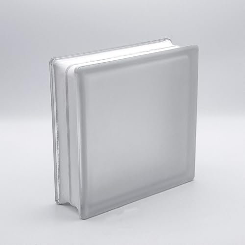 Bloque de vidrio básico vista completa transparente 1 cara satinado 24x24x8 cm - 4 piezas