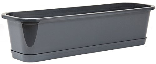 Wamat Blumenkasten + Untersetzer Blumentopf Balkonkasten 4 Größen 8 Farben Neu ! (80 cm, grau)