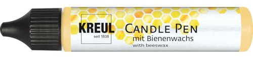 KREUL 49714 - Candle Pen, gold, 29 ml, Kerzenstift mit feiner Malspitze, Farbe mit Bienenwachs zum Verzieren & Bemalen von Kerzen