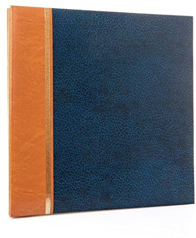 Kenro Grace Blue Self Adhesive Photo Album with 40 Pages - Faux Leather Journal. Memory Photo Book for 200 6x4 Photos & Proportional Number for Other Sizes - KD104UE