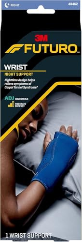 FUTURO Night Wrist Support, Left or Right, Adjustable, Helps Provide Nighttime Relief of Carpel Tunnel Symptoms, Made of Breathable Material, Easy-to-Use Sleeve Design, One Size Fits Most (48462ENR)