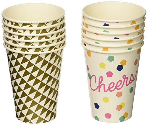 Talking Tables Party Time Grands Gobelets pour Fête d'Anniversaire et Festivités, Multicolore, 350 ml (Paquet de 12)