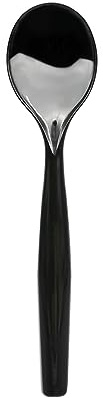 Party Essentials Disposable Heavy Duty Plastic Serving Utensils for Buffets Events Parties, 18-Count 10 Spoons, Black