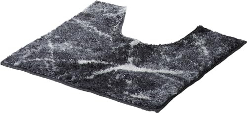 Erwin Müller WC-Umrandung mit Ausschnitt, rutschhemmend Marmor grau Größe 50x50 cm - sehr saugfähig, schnelltrocknend, für Fußbodenheizung geeignet