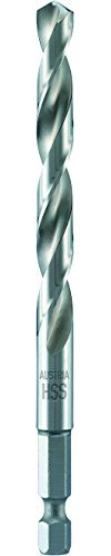 alpen HSS Super Spiralbohrer, 1/4 Zoll Sechskant-Schaft, ähnlich DIN 338 RN, Durchmesser 8 mm, L1 117 mm, L2 75 mm, 95200800100