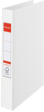 Esselte 2 Ring Binder, PP, Holds up to 190 Sheets, Vivida Range, 42 mm Spine, 14449 - A4, White