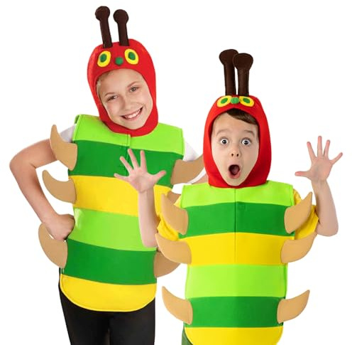 Fun Shack Grön Larv Kostym för Barn, Djurdräkt Flickor Pojkar, Halloween Maskerad Karneval Utklädnad, Insekt Tema, S