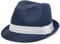 styleBREAKER Trilby Hut, Leichter Papierhut mit kontrastfarbigem Zierband, Unisex 04025002, Farbe:Dunkelblau/Weiß, Größe:L/XL = 58 cm