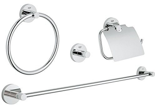 GROHE 40776001 Essentials Master Bathroom Accessories Set 4-in-1, Starlight Chrome