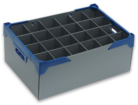 Wine Glass Storage Boxes, Glassware Crates - Glassjacks for Glass or Item Max Width 80mm, Max Height 190mm - 24 Cells/Compartments.