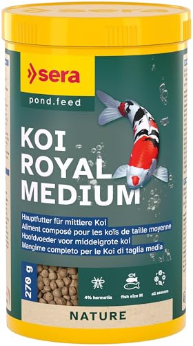 sera 07115 Koi Royal Nature Medium (4 mm) 270 ml – huvudfoder BZW. Kojfoder för en balanserad tillväxt av koi mellan 12 och 25 cm, foder utan färgämnen och konserveringsmedel