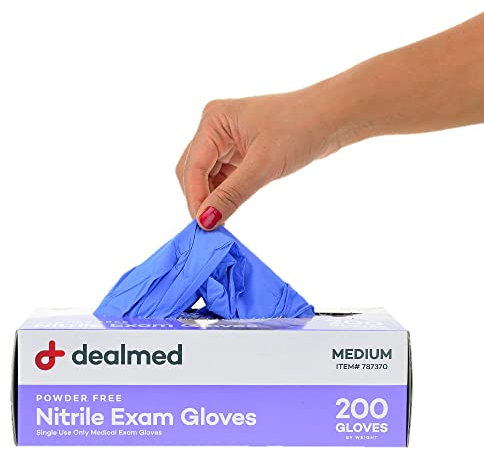 Dealmed Nitrile Medical Grade Exam Gloves, Disposable, Latex-Free, Medium (200 ct.)