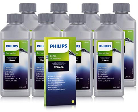 Reinigungs / Pflege - Set von Saeco für Kaffeevollautomaten, Kaffeeautomaten(M, 8 Flasche Saeco)