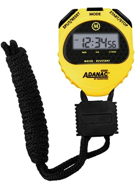 Marathon Adanac 4000 Digital Stopwatch Timer, Yellow - High Precision Accuracy to 1/100th Seconds - Water, Dust & Shock Resistant - 46” Lanyard Included
