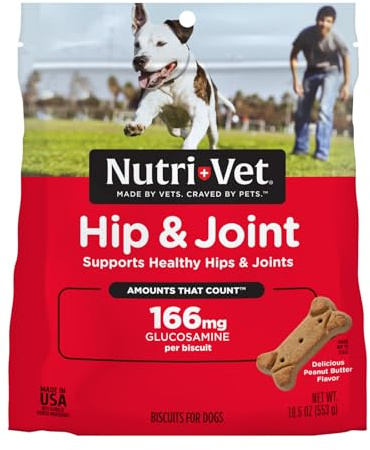 Nutri-Vet Hip & Joint Dog Biscuits, Dog Treats,166mg Glucosamine, 16oz
