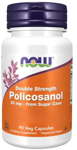 Now Foods, Policosanol, Doppelte Stärke, 20 mg, 90 vegane Kapseln, Laborgeprüft, Zuckerrohr, Glutenfrei, Vegetarisch
