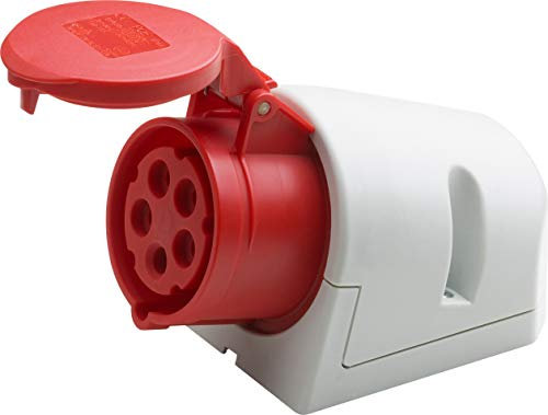 Meister CEE-Steckdose - Aufputz - 5-polig - rot - 400 V - 32 A - Maximaler Kabelquerschnitt 6,0 mm² (flexible Adern) & 10,0 mm² (starre Adern) - IP44 Außenbereich / CEE-Wandsteckdose / 7424110