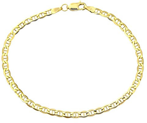PRINS JEWELS Armband 14 Karat / 585 Gold Italienisch Flach Mariner Gelbgold Armkette Breite 3.10 mm (21)