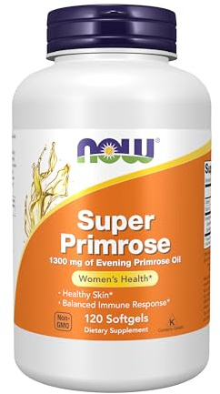 NOW Foods Supplements, Super Primrose 1300 mg with Naturally Occurring GLA (Gamma-Linolenic Acid), 120 Softgels