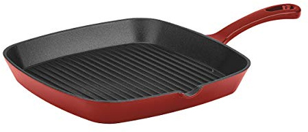 Cuisinart CI30-23CR Chef's Classic Enameled Cast Iron 9-1/4-Inch Square Grill Pan, Cardinal Red