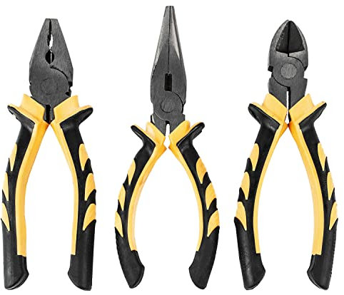 Tekbox 3 Piece Heavy-Duty Pliers Set / 160mm Snips Combination Plier Hand Tool