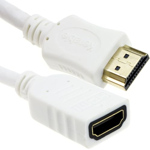kenable HDMI 1.4 Förlängningskabel Hane till Hona Vit 3D TV Höghastighetskabel 0,5 m [0,5 meter/0,5m]