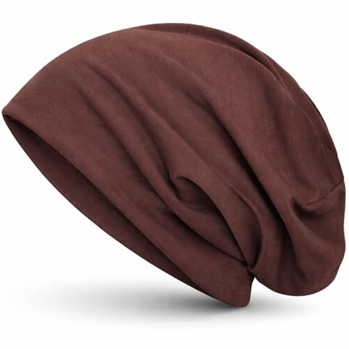 style3 slouch beanie av ventilerande, fin och lätt jersey, unisex, mössa, bini, en storlek, BRUN, one size