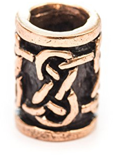 Battle-Merchant Perle de barbe Viking/Perle pour dreadlocks en bronze avec nœud infini Diamètre intérieur 5 mm