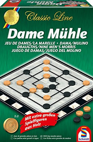 Schmidt Spiele 49083 Classic Line: Dame / Mühle (gr.Spielfiguren)