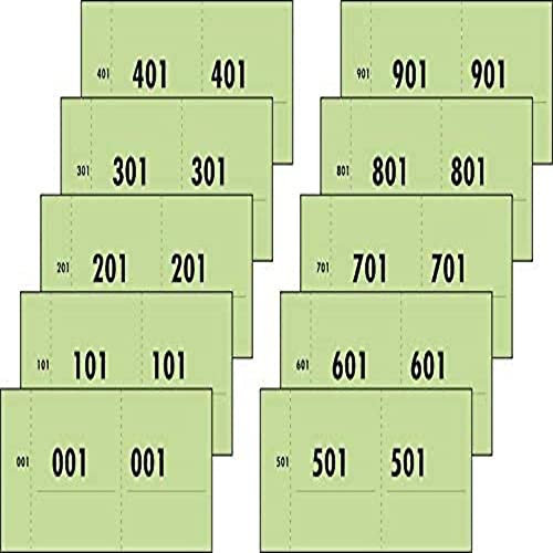Sigel 76153 Paquet de tickets doubles numérotés de 1 à 1000, 53 x105 mm (Vert)