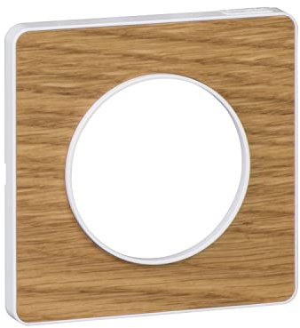 Schneider Electric - Odace Touch, plaque Bois naturel avec liseré Blanc 1 poste - S520802N