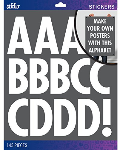 Sticko Alphabet Stickers, Regular X-Large, White Futura