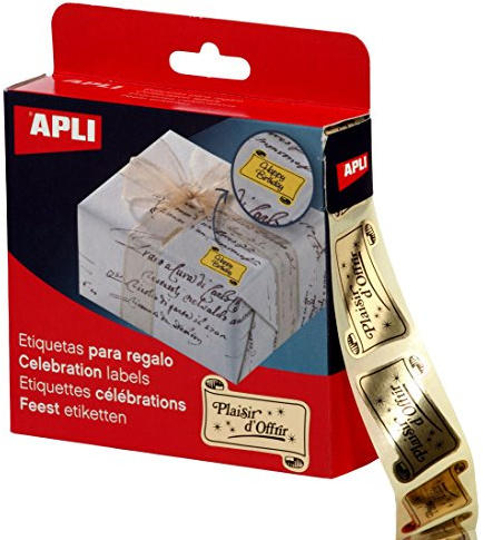 AGIPA Rouleau 1000 Etiquettes adhésives Plaisir d'offrir Or