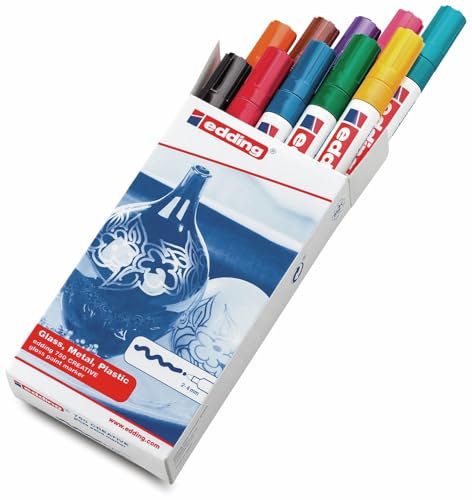 edding 750 creative marker set basic 4-750-9-999 Lackmarker Schwarz, Rot, Blau, Grün, Gelb, Orange, Braun, Violett, Ros
