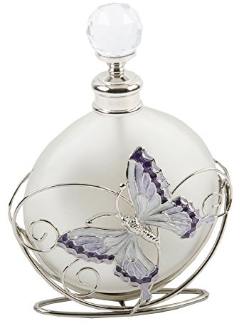 Juliana Flacon de parfum papillon violet et fleur en cristal