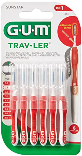 Gum Trav-Ler 1314 Cep Interdent Travel 0,8 Zylinder Bürsten, 6-Stück