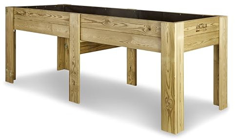 Hortalia Mesa de Cultivo Grande Huerto Urbano Jardinera de Madera - Protección Exterior Autoclave Nivel IV - Gardenbrico - XXL80